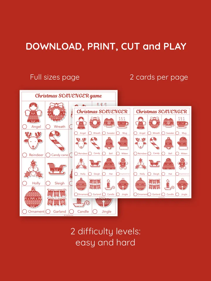 Christmas. Scavenger hunt game. Family Quiz game. Christmas activity. Xmas party. Christmas treasure hunt