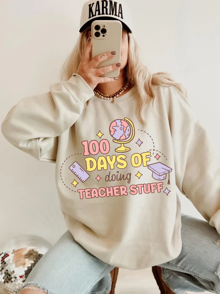 100 Days Of Doing Teacher Stuff Png, Sublimation Design, 100 Days Of School Png, Funny Png, T-Shirt Design, Digital Download Png, DTF