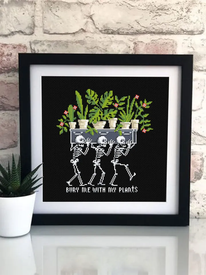 Skeleton plants cross stitch pattern PDF download Gothic skeleton cross stitch chart, Gothic home decor, Bury me with my plants #P38