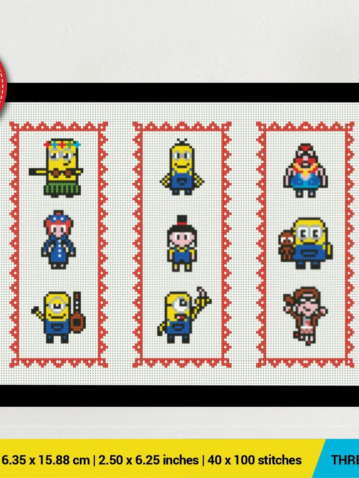Bookmarks Minion Set 3 Cross stitch pattern | Embroidery Pattern | Instant Download | Embroidery Designs