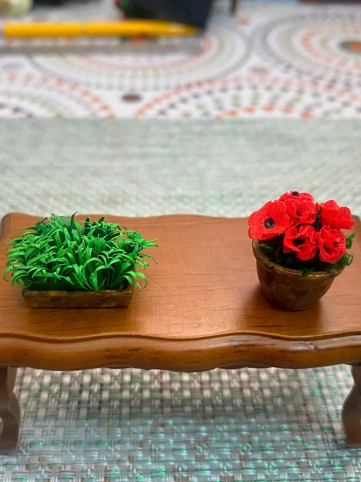 Flowers in a pot for a dollhouse. Flowers set. Dollhouse accessories. 1:12. Flowers for a doll.
