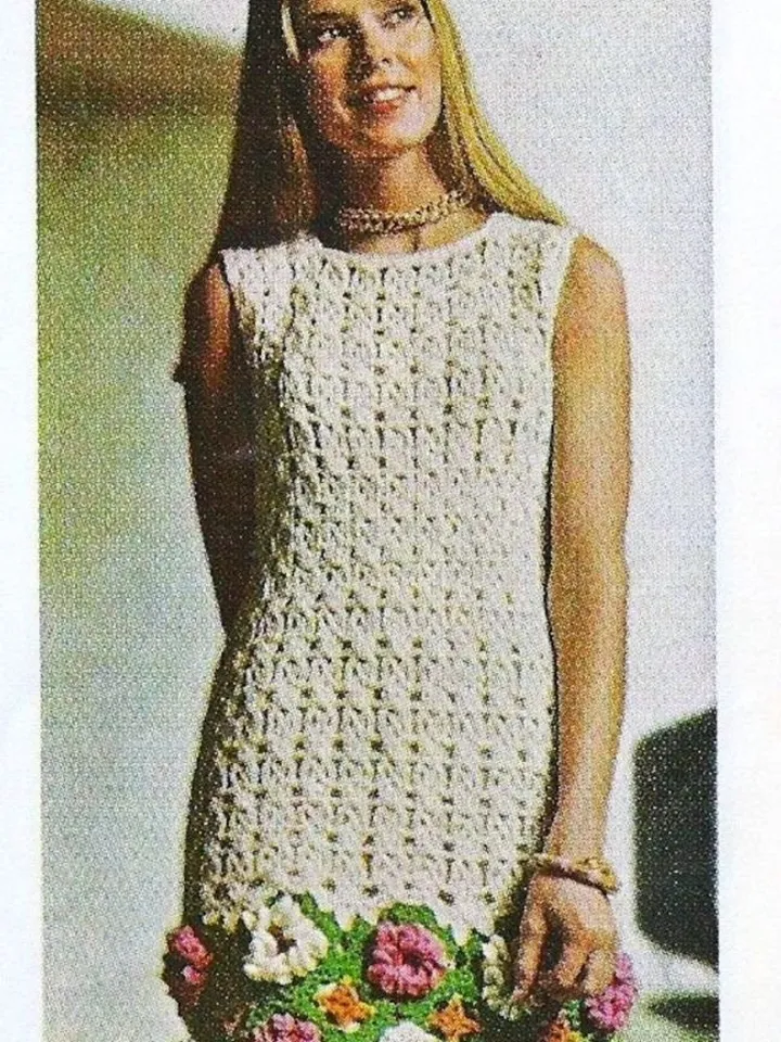 Crochet dress, vintage dress, women dress, summer dress, flower dress , crochet pattern pdf