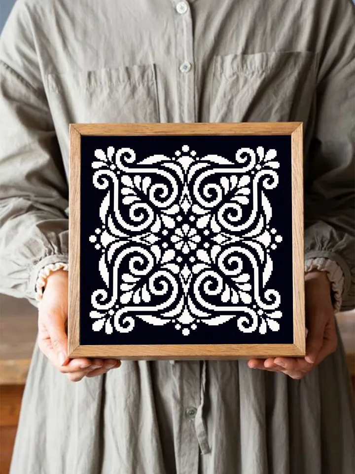 Square mandala cross stitch pattern download PDF Modern vintage ornament cross stitch chart Mandala pattern digital PDF, Home decor #M171