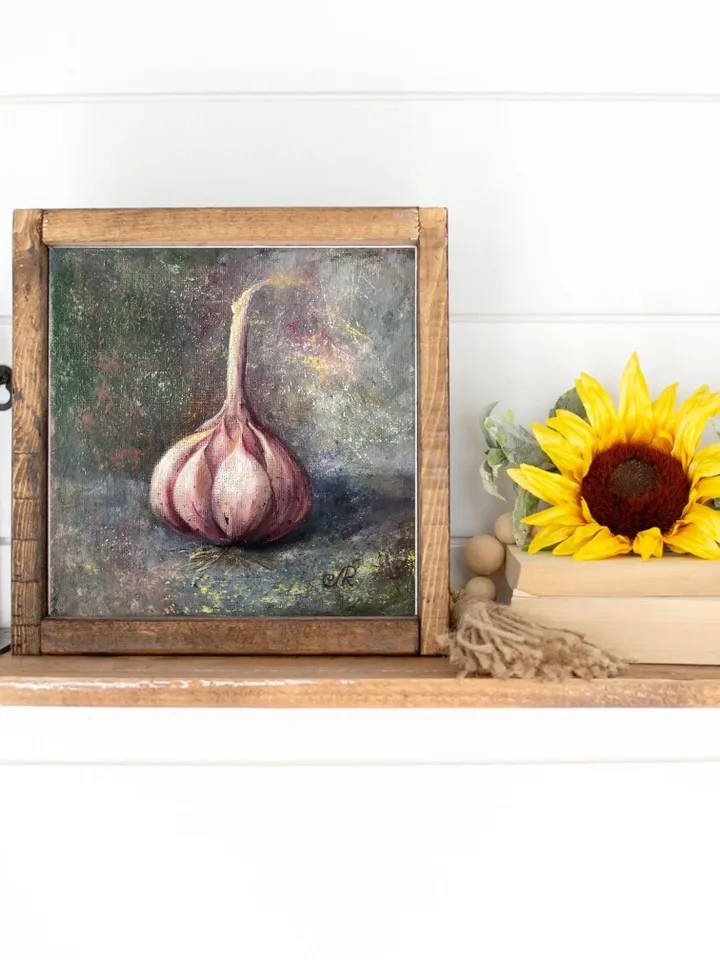 Onion Painting Original Garlic Painting Vegetables Wall art Original Oil Painting