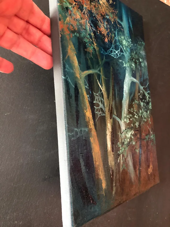 Forest Oil Painting Trees Original Wall Art Foggy Forest Painting
