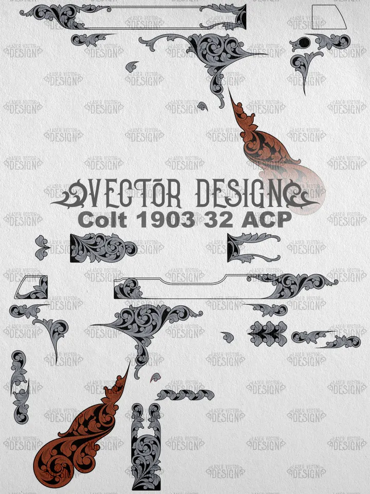 VECTOR DESIGN Colt 1903 32 ACP Classic scroll