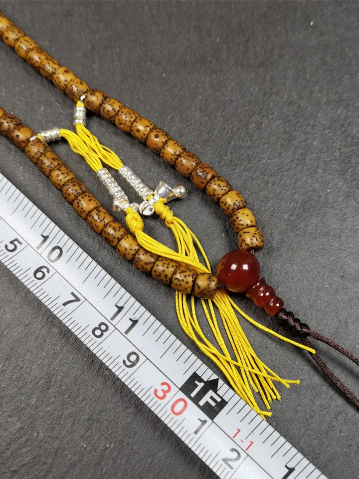 Gandhanra Old 108 Tibetan Lotus Seed Beads Mala,Prayer Beads Necklace for Meditation,Diameter 0.24", Circumference 23"