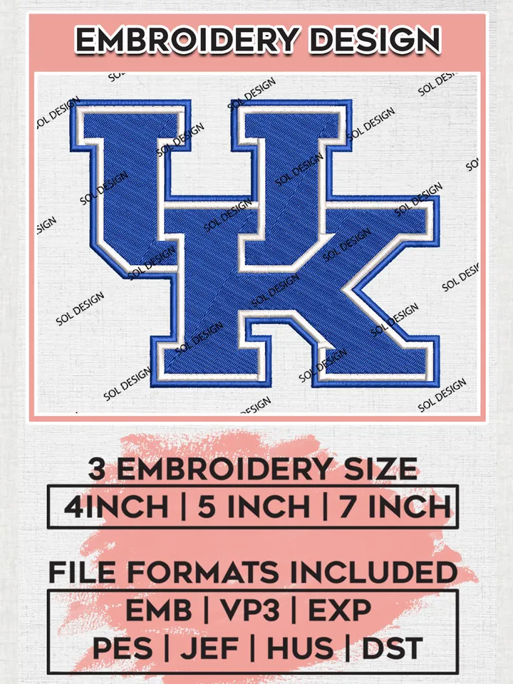 Kentucky Wildcats Logo Machine Embroidery Design, NCAA Kentucky Wildcats Embroidery Design Design files, NCAA Embroidery Designs, NCAA Machine Embroidery Designs, Digital Download