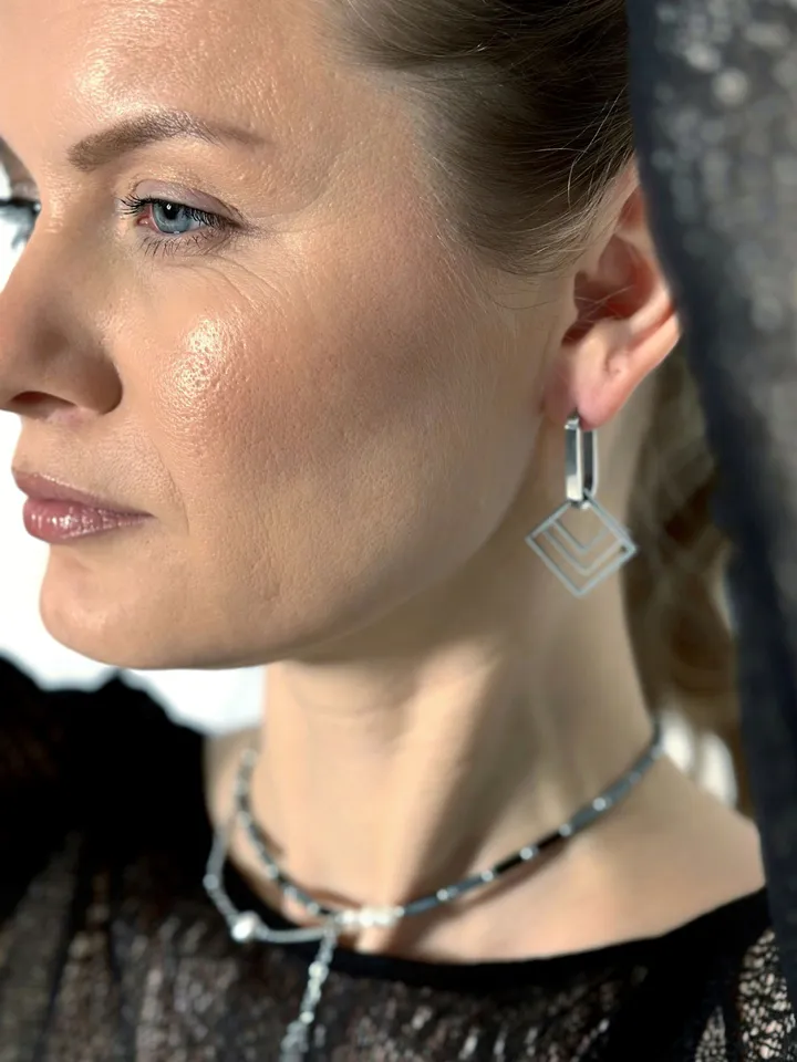 Stainless steel women's earrings Geometric fashion jewelry Unique long transforming earrings Minimalist jewelry gift