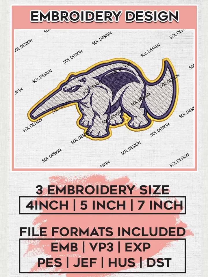UC Irvine Anteaters Mascot Embroidery Designs, NCAA Logo Machine Embroidery Files, NCAA UC Irvine Anteaters Logo, NCAA Embroidery Designs, Machine Embroidery Designs, Digital Download