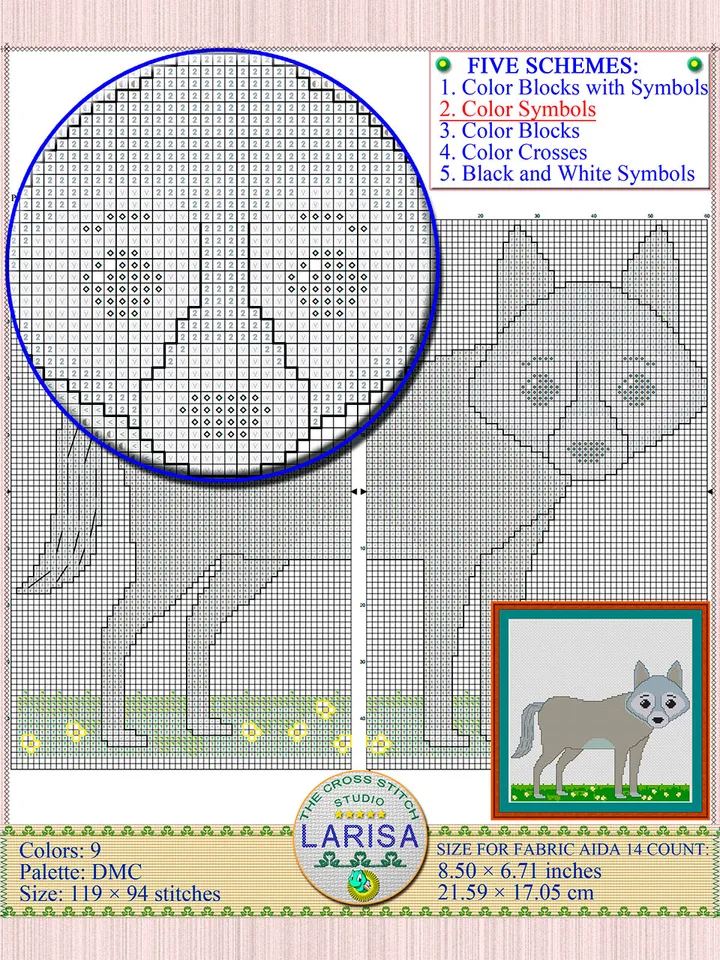Wolf Cross Stitch Pattern | Bewildered Wolf Pattern | Gray Wolf