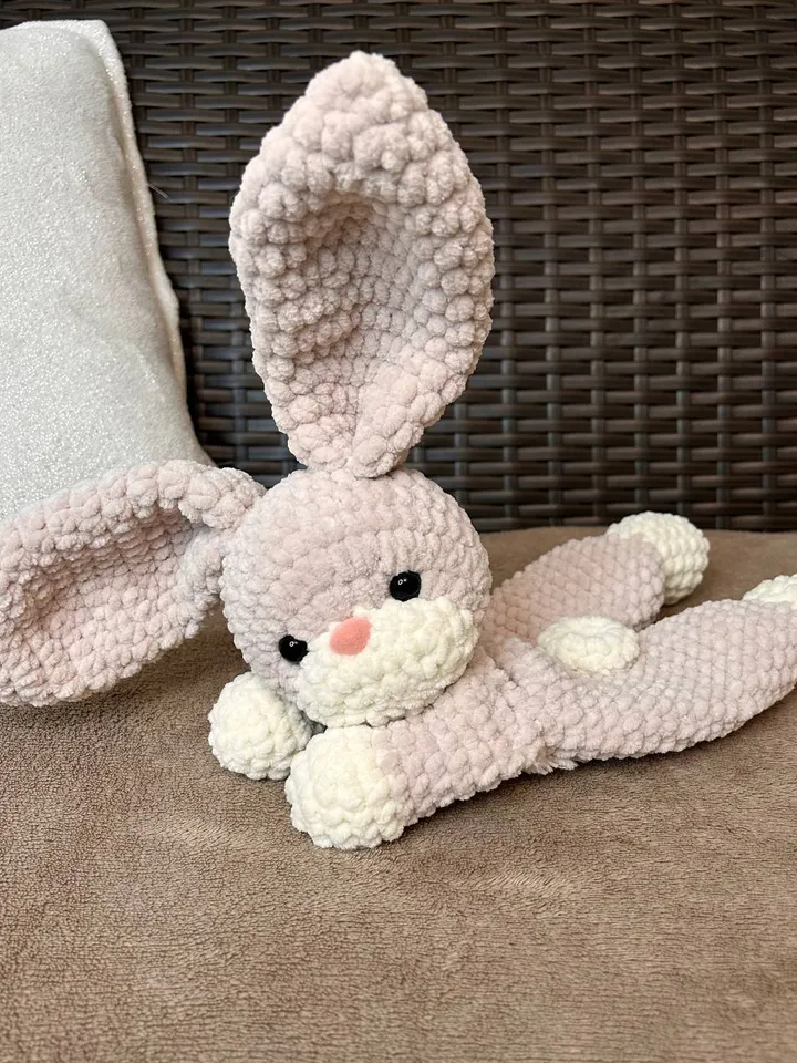 Crochet bunny snuggler for kids Baby lovey Handmade cuddle toy