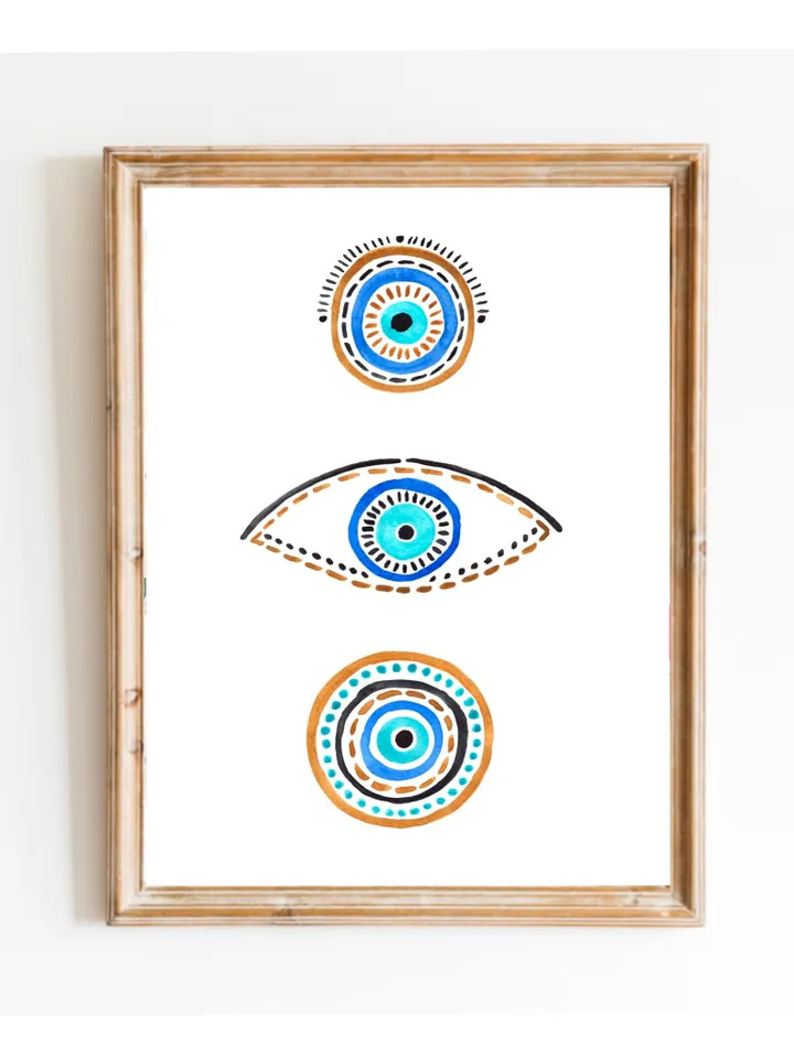Evil Eye Print,Blue Evil Eye, Nazar Poster, Evil Eye Wall Decor, Abstract Blue Eye, Boho Eye Art Print, Turkish Evil Eye Art Poster