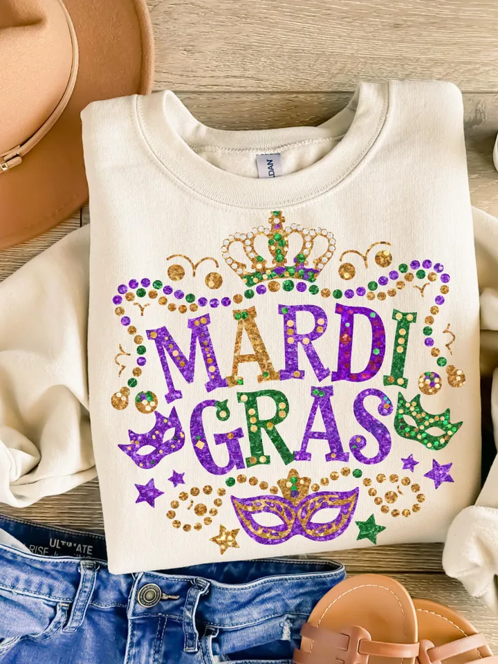 Mardi Gras PNG, Retro Mardi Gras Png, Fleur De Lis Png, Brushstroke Mardi Gras Png, Glitter, King Cake Png, Louisiana Crawfish Png