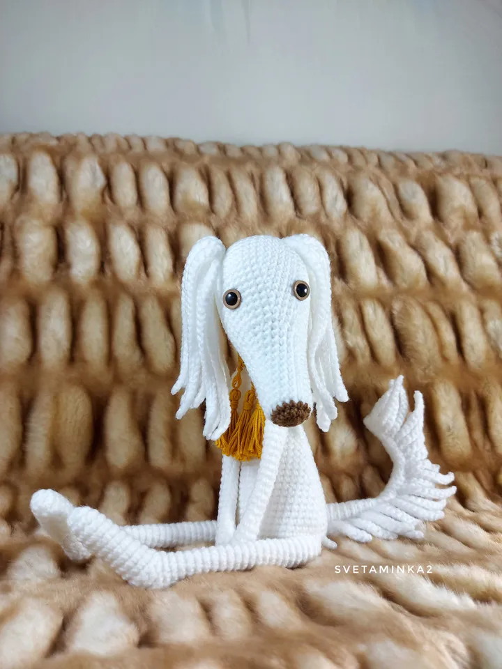 Saluki Crochet Dog Pattern Amigurumi Persian Greyhound Arabian Hound. Digital Download. PDF.