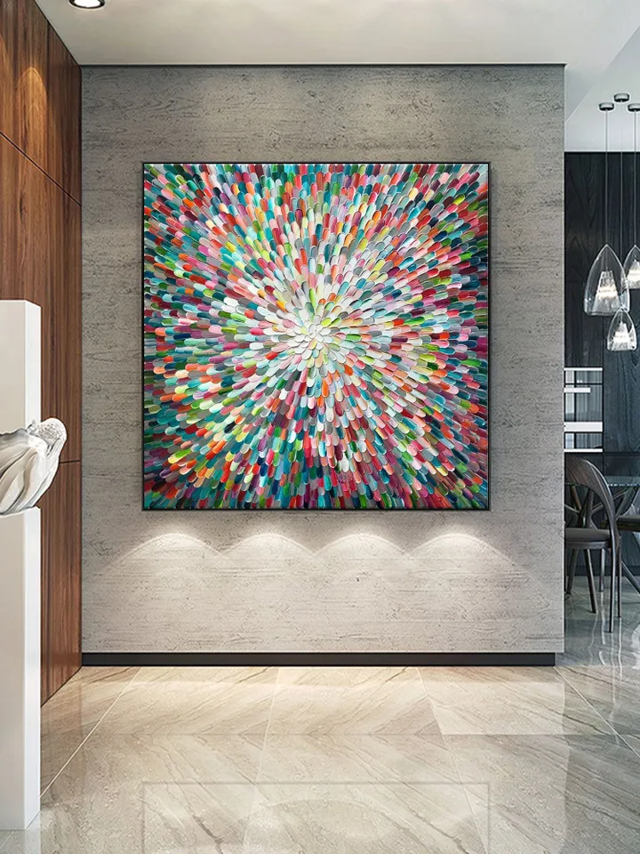 Original Abstract Painting, Large Wall Art,Colorful Flower Painting On Canvas, Home Decor, Office Wall Decor, Handmade Hand Painted Wall Art