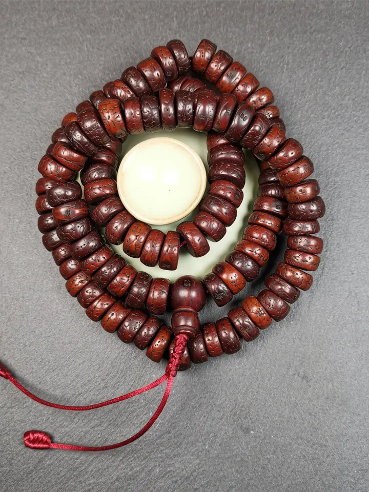 Gandhanra Old 108 Bodhi Seed Beads Mala,13mm Prayer Beads Necklace for Meditation,Circumference 70cm