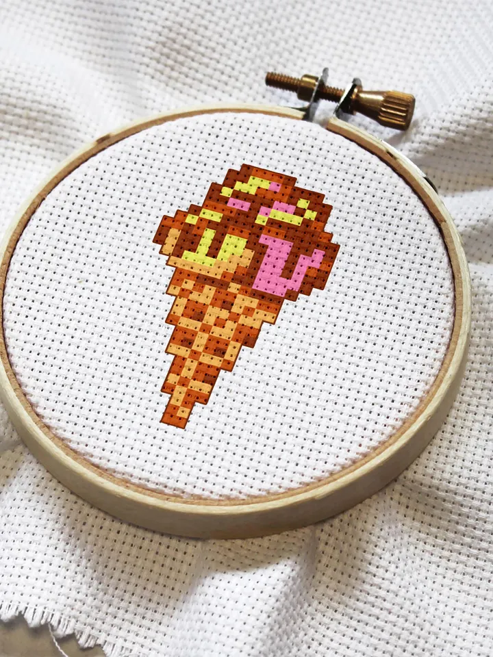 Ice cream small cross stitch pattern PDF Mini cross stitch chart, Minimalistic food cross stitch Instant download PDF, Kitchen decor #F9