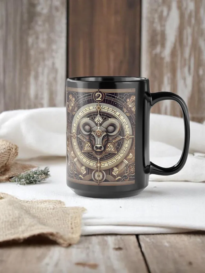 Taurus Ceramic Mug, Zodiac Coffee Cup, Nerdy Collectors Gift, Birthdays, Anniversaries, Valentine's Day, 11oz, 15oz Black Ceramic
