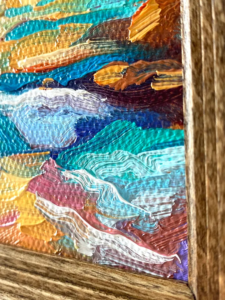 Seascape Oil Painting Original Sea Landscape Painting Impasto Small Artwork Ocean Coastal Wall Art