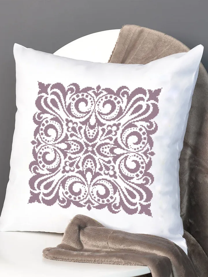 Square mandala cross stitch pattern PDF download Monochrome mandala embroidery PDF, Square ornament pattern for cross stitch pillow #M214