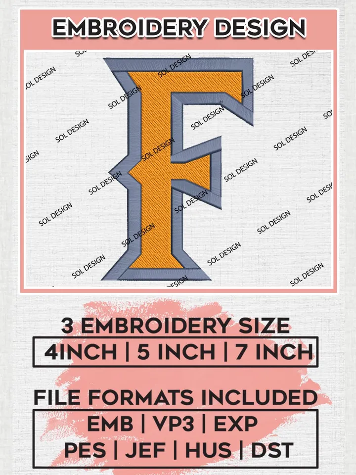 Cal State Fullerton Titans Logo Machine Embroidery Design, NCAA Cal State Fullerton Titans Embroidery Design Design files, NCAA Embroidery Designs, NCAA Machine Embroidery Designs, Digital Download