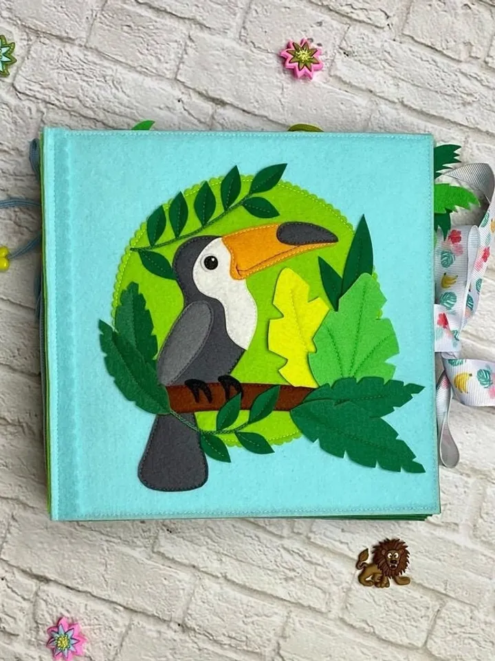 Animals Quiet book pattern pdf, Africa Felt activity book pattern, DYI Quiet book sewing for kids 2, 3, 4 year old, Baby soft book tutorial