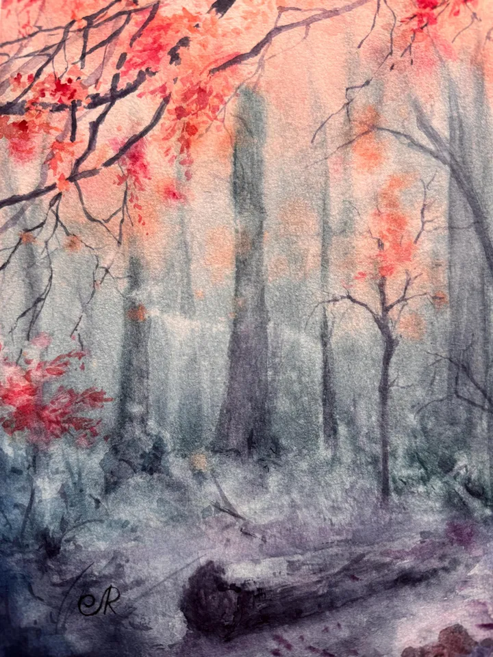 Forest Original Painting Trees Watercolor Painting Forest Landscape Original Art