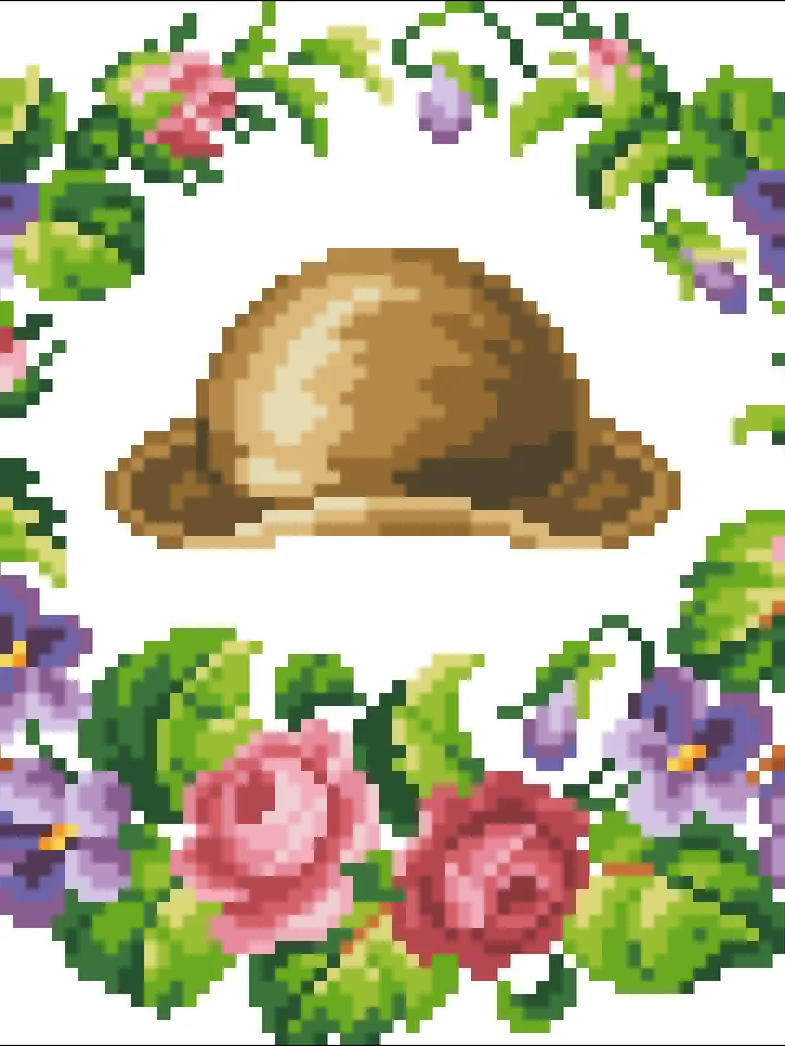 Antique Cross Stitch Pattern Miniature with a Bowler Hat Digital Download PDF