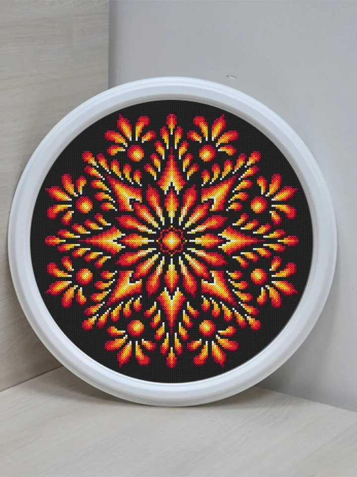 Mandala set cross stitch pattern PDF, Flower mandala cross stitch chart, Mandala pattern digital download PDF, Easy cross stitch pillow #S41