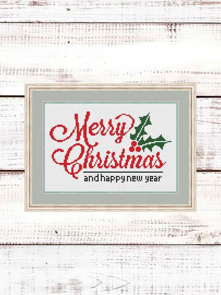 Merry Christmas cross stitch pattern, Easy cross stitch, Christmas pattern, Xmas cross stitch, modern xstitch pattern