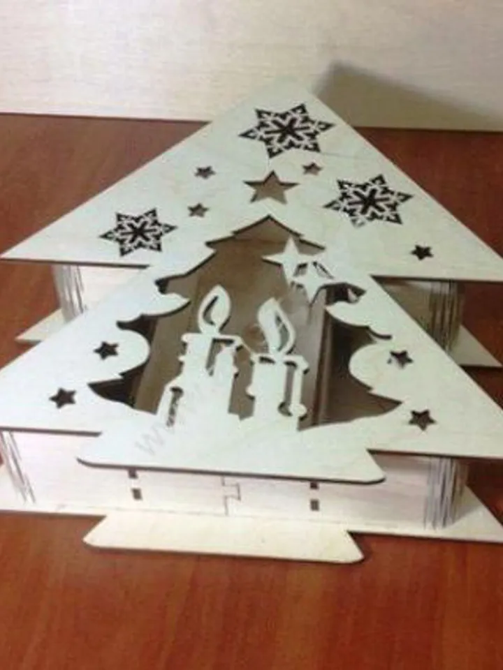 Digital Template Cnc Router Files Cnc Box Christmas Files for Wood Laser Cut Pattern
