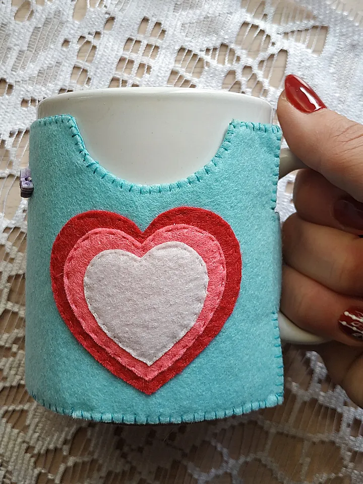 Felt pattern, Valentines day gift, Valentine day pattern, coffee cozy pattern, cup cozy pattern, felt sewing pattern, Felt teddy bear, Valentine felt décor, Valentine heart gift, Valentine ornament, gifts for her, gifts for him