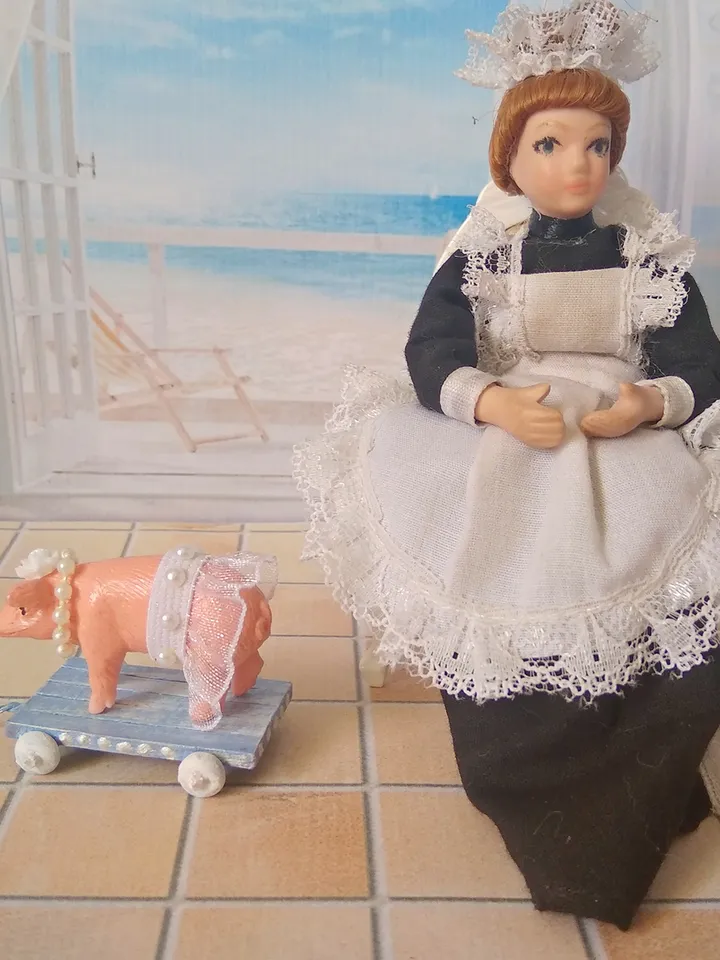 Pig on a cart. Toy for the doll.1:12 scale.