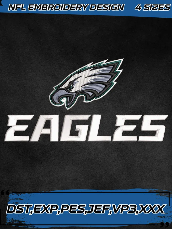 Philadelphia Eagles Alternate Logos Embroidery Design,NFL Logo Embroidery Design,Machine Embroidery Design File,4 Sizes, Digital Download