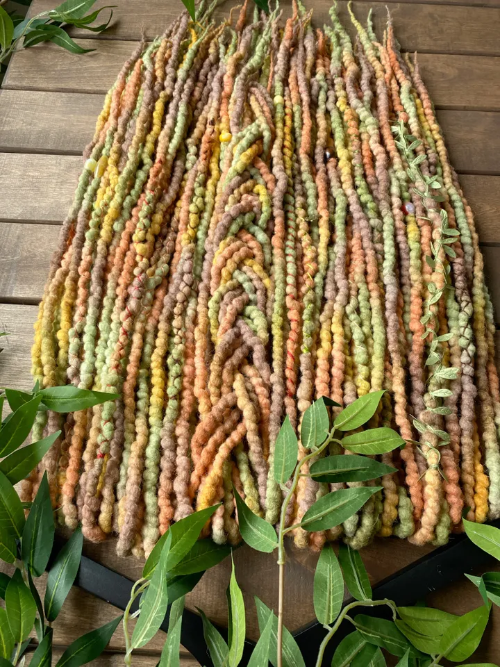 Ginger green brown Wool De dreadlocks Ready to Ship🧡🤎💚💛