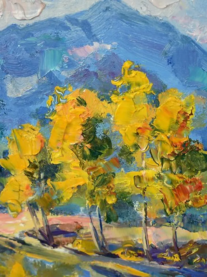 California Painting Mountains Landscape America Yosemite National Park Autumn