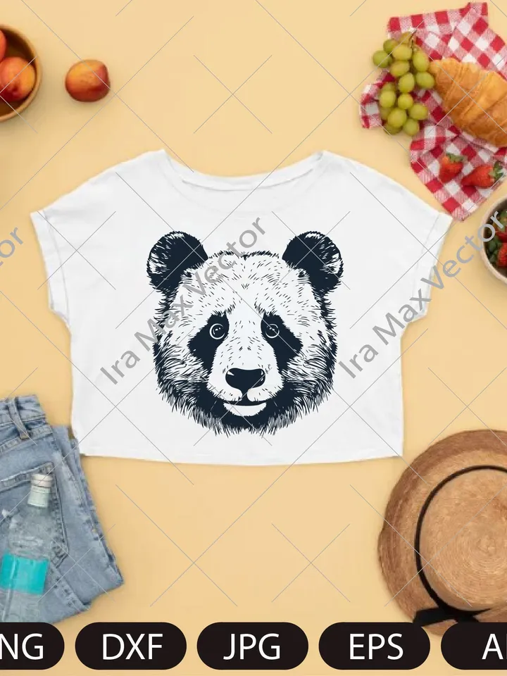 Panda Svg, Panda Clipart, Panda Png, Panda Head, Panda face svg, Panda Silhouette, Animals Silhouette