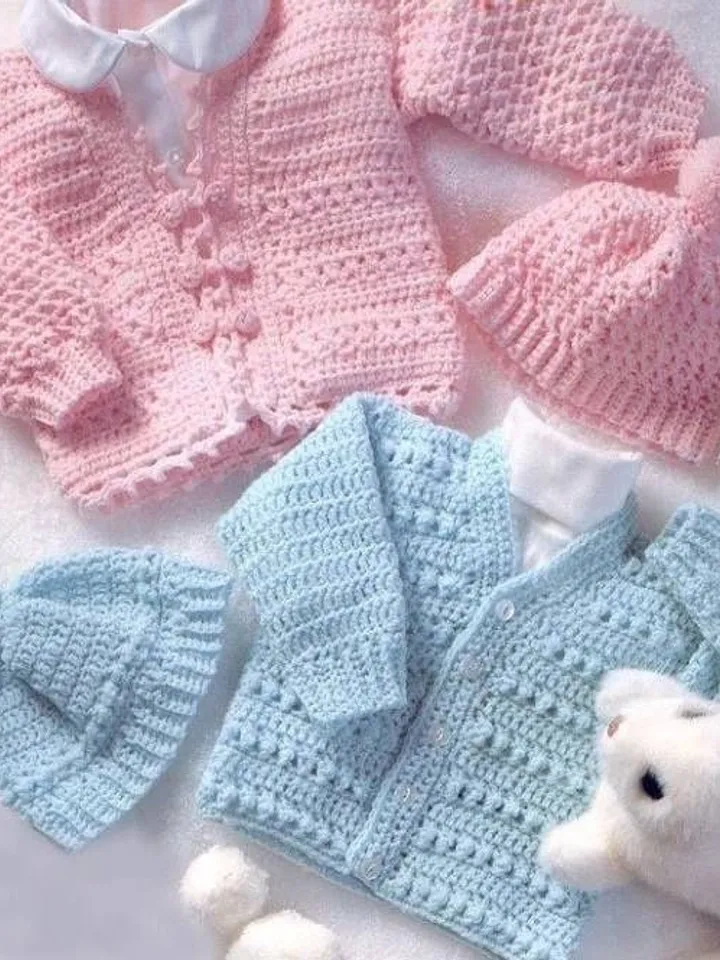 Baby cardigan crochet pattern , hat baby crochet , set crochet baby size 22” 23” 24”