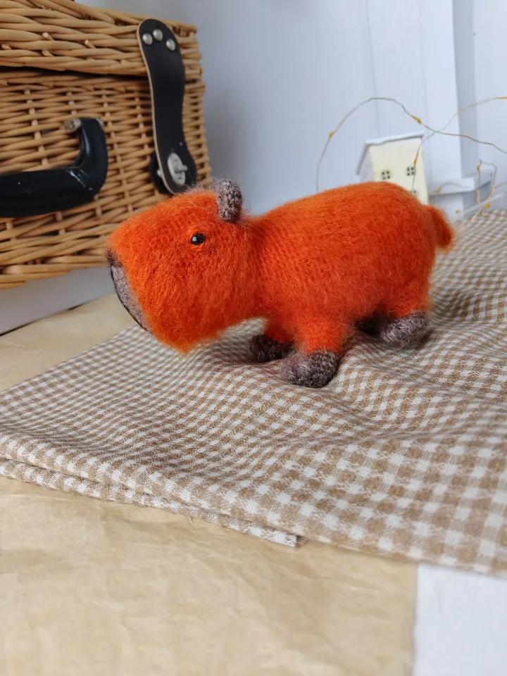 Capybara soft toy orange cute. Holiday gift. Stuffed capybara plush toy