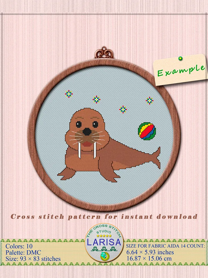 Walrus Cross Stitch Pattern | Playful Walrus Cub Design