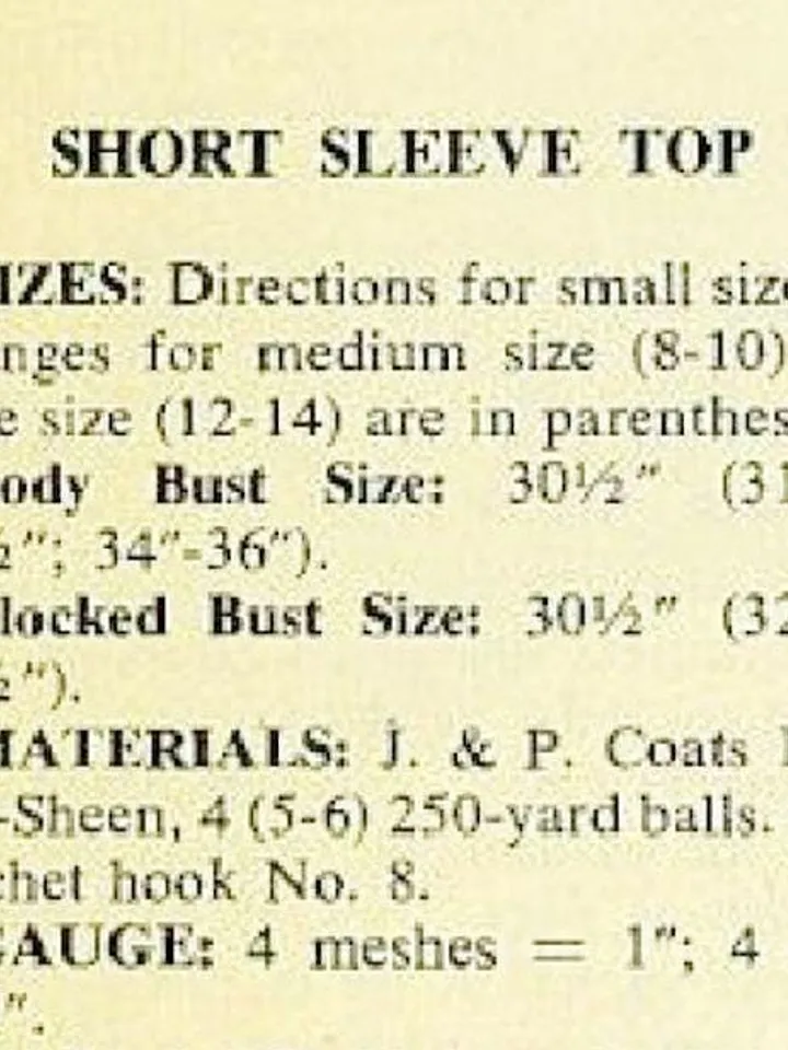 Top crochet pattern, top short sleeve, easy crochet pattern top, summer top Pattern pdf instant download