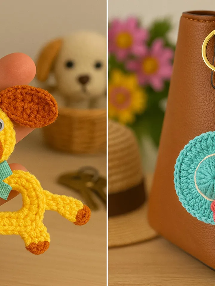Crochet Keychain Set Patterns Bundle – 5 Cute Amigurumi Charms PDF Tutorial for Bags, Gifts & Keys