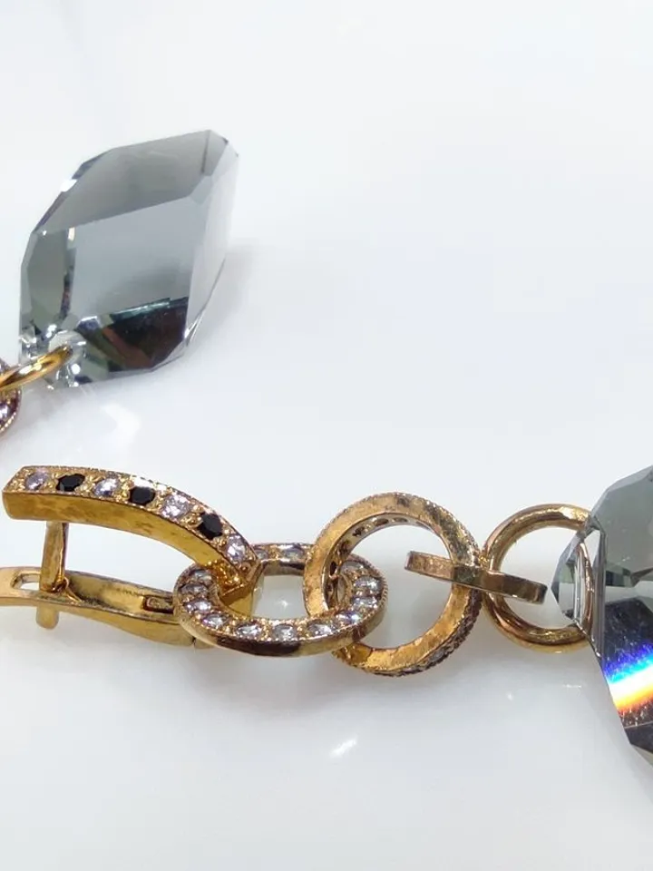 Earrings with Swarovski crystals. Disassemblable silver\gold\zircons