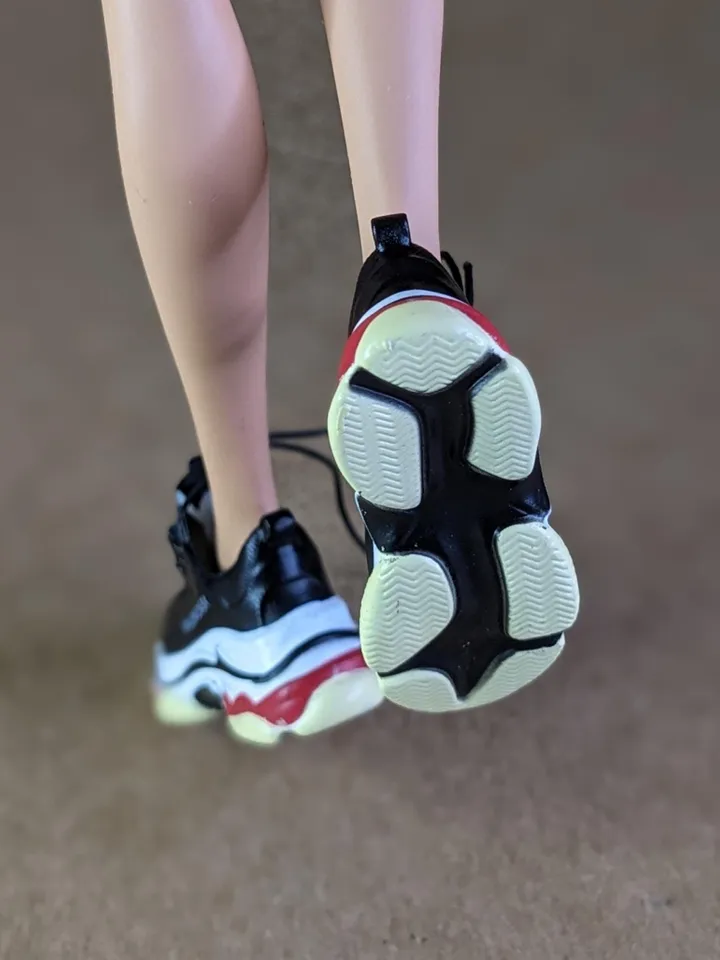 Black & Red sneakers for 11 inch female dolls (MH g1, g2, g3 or EAH)