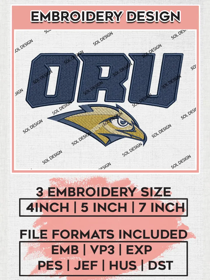 Oral Roberts Golden Eagles Logo Machine Embroidery Design, NCAA Oral Roberts Golden Eagles Embroidery Design Design files, NCAA Embroidery Designs, NCAA Machine Embroidery Designs, Digital Download