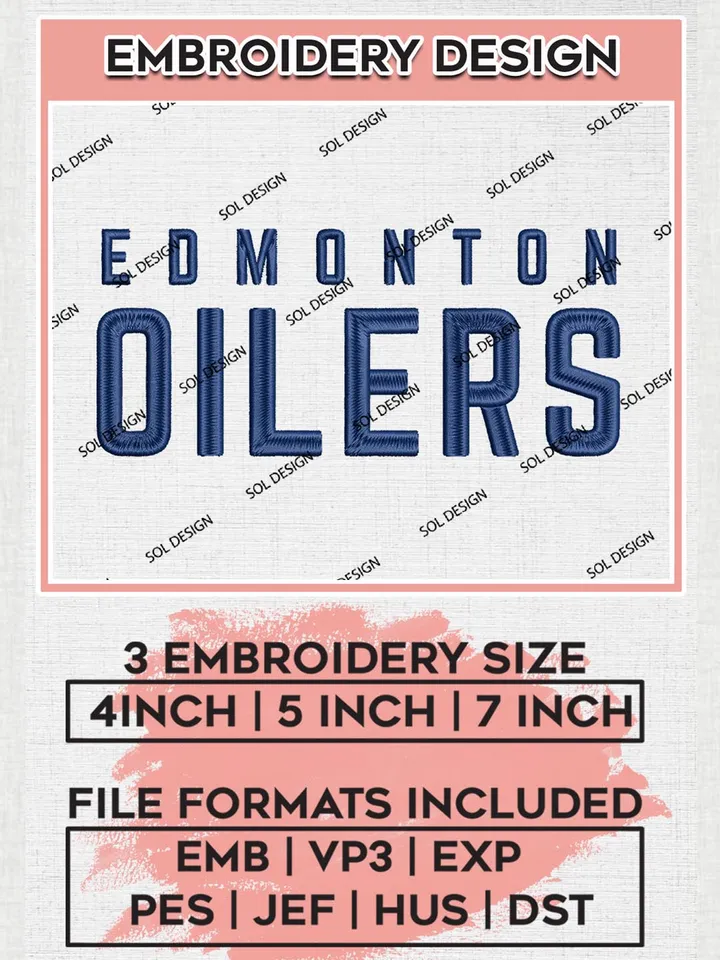 NHL Edmonton Oilers Writing Logo Embroidery Designs, NHL Edmonton Oilers Machine embroidery, Hockey Team Logo Emb Files, NHL Oilers Logo, Machine embroidery Files, Digital Download