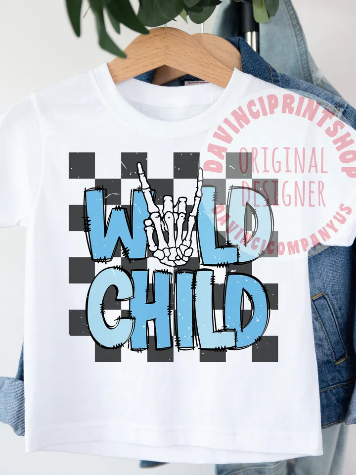 Wild Child Checkered Sublimation File, Toddler Png Design, Shirt for Kids, Retro Design Sublimation, Kids Sublimation, Boy sublimation, png