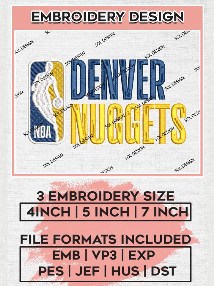 Denver Nuggets Logo Embroidery Files, Denver Nuggets Machine Embroidery Files, Denver Nuggets Embroidery Downloads, Digital Download