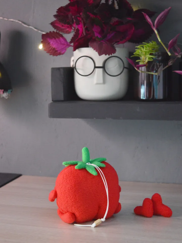 Plush Tomato PDF Pattern – Fleece Toy with Mouth & Limbs